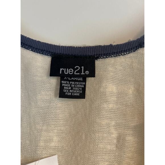 NWT Rue 21 Cream Color Tank Top Navy Trim Lightweight Soft Flowy Size XL - Picture 2 of 5